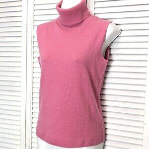 Cashmere Sleeveless Turtleneck Sweater Womans Small Light Salmon Pink Buchman